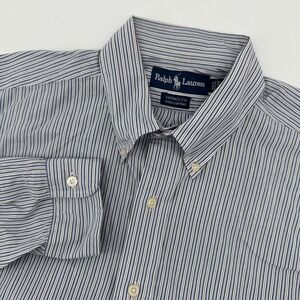 Ralph Lauren Yarmouth Mens 16-34 Blue Striped Button Down Long Sleeve Shirt